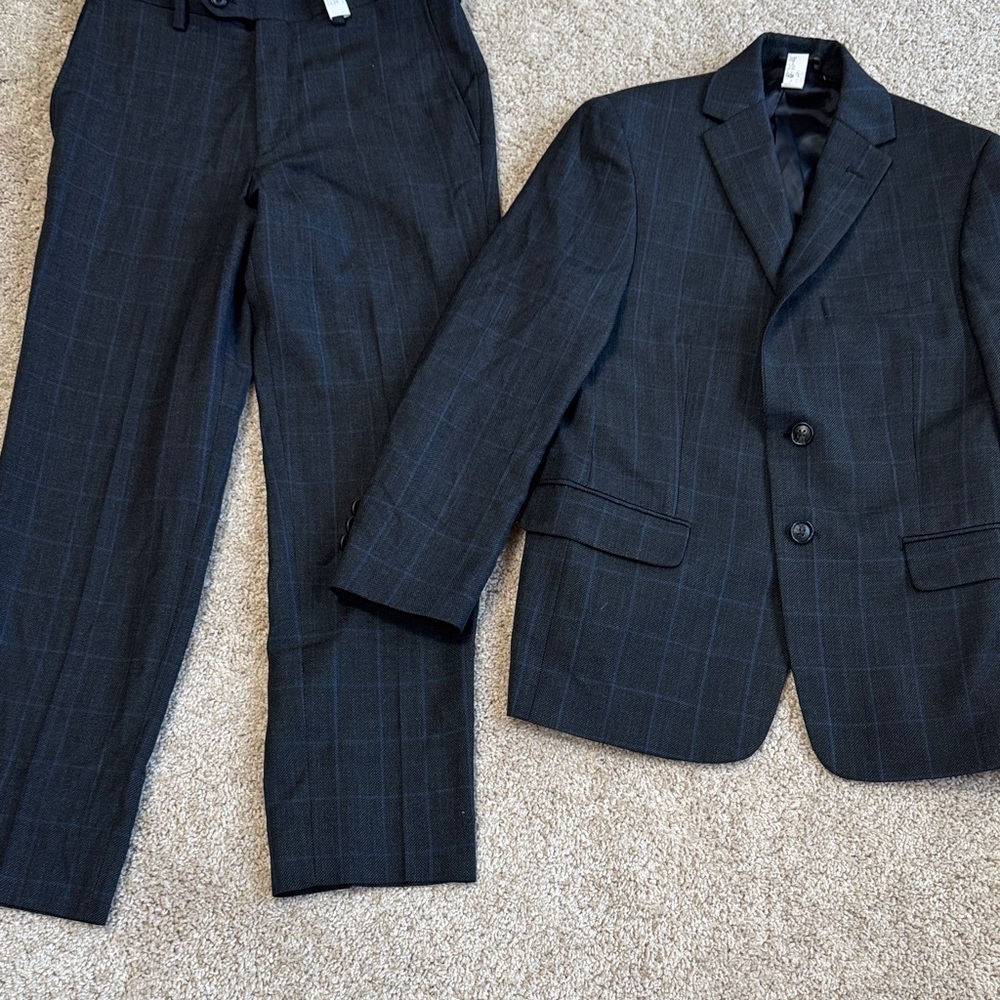Michael Kors Boys Black Charcoal Windowpane Suit Set